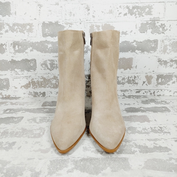 New Nordstrom Franka Cream Suede Block Heel Ankle Boots i 313 - Picture 7 of 11